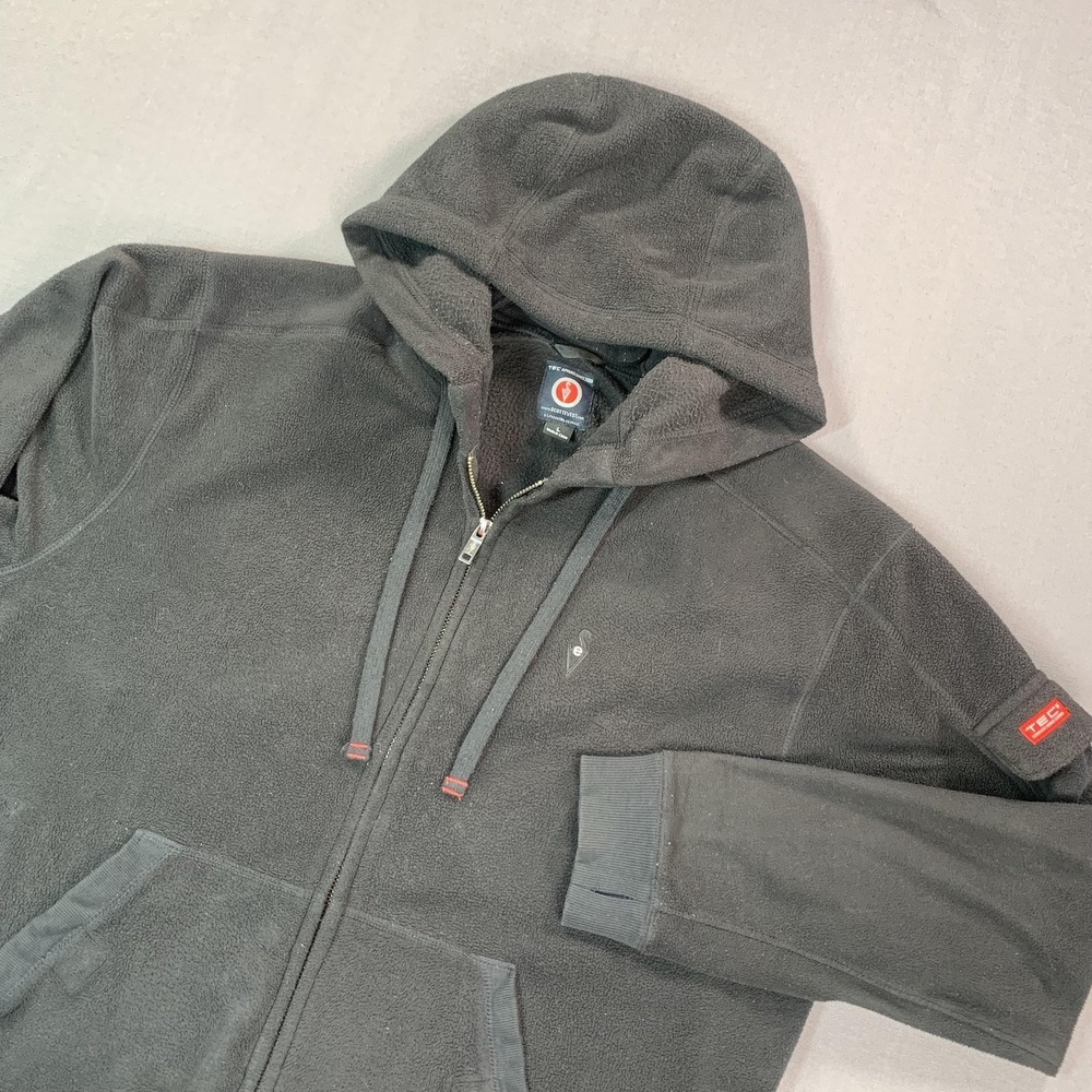 SCOTTeVEST Hoodie Men Large Black Fleece Full Zip TEC Travel Pockets Jacket Golf
